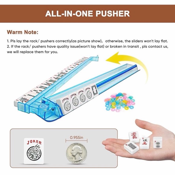 Colorful Mahjong Set with Red Carrying Case - Picture 3 of 4